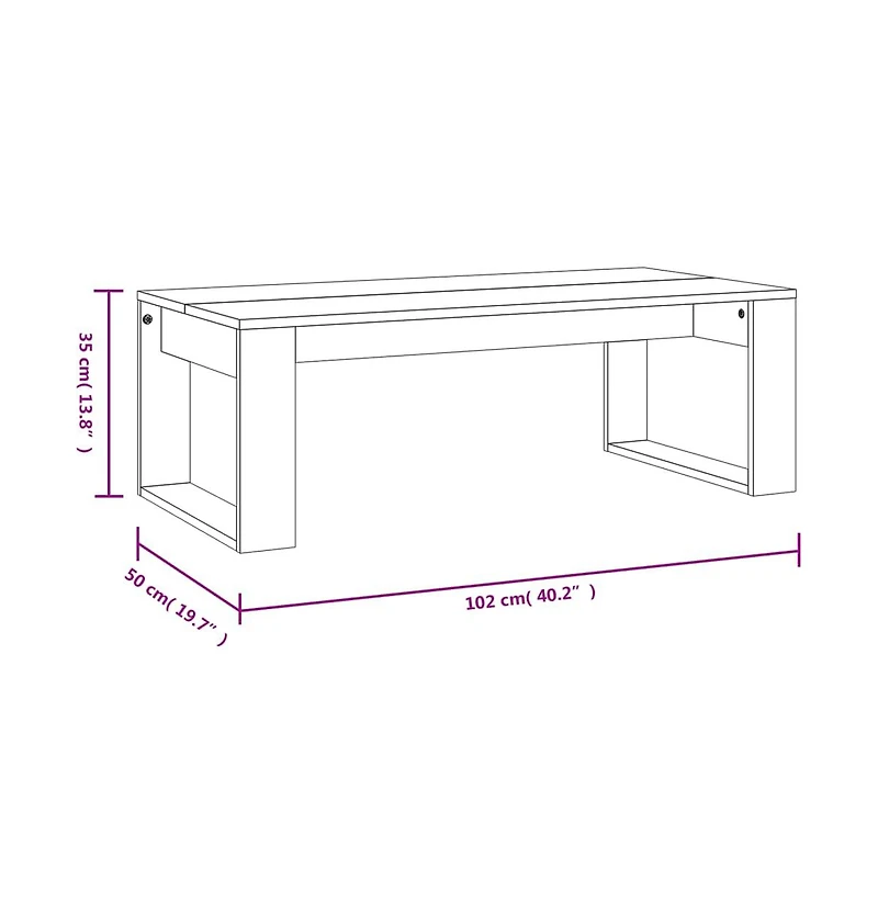 Coffee Table White 40.2"x19.7"x13.8" Engineered Wood