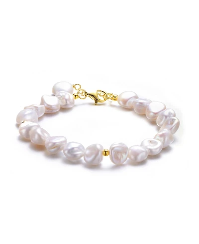 Sterling Silver Gold Plated with Freshwater Round Pearl Bracelet