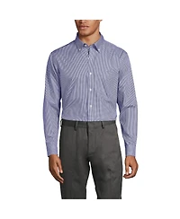 Lands' End Big & Tall Traditional Fit Pattern No Iron Supima Pinpoint Buttondown Collar Dress Shirt