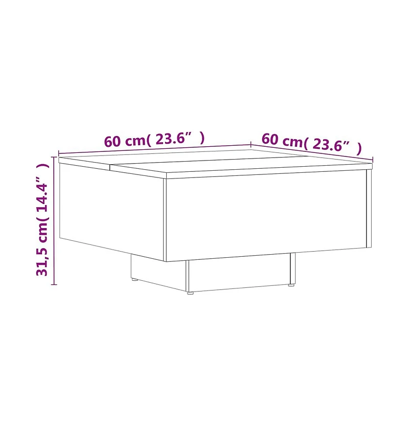 Coffee Table Concrete Gray 23.6"x23.6"x12.4" Engineered Wood