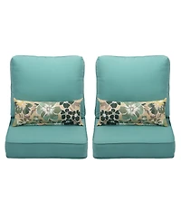 Aoodor 22'' x 24'' Outdoor Deep Seat Chair Cushion Set，Olefin Fabric Slipcover and Sponge Foam (Set of 2 Seats, 2 Backs, 2 Pillows）