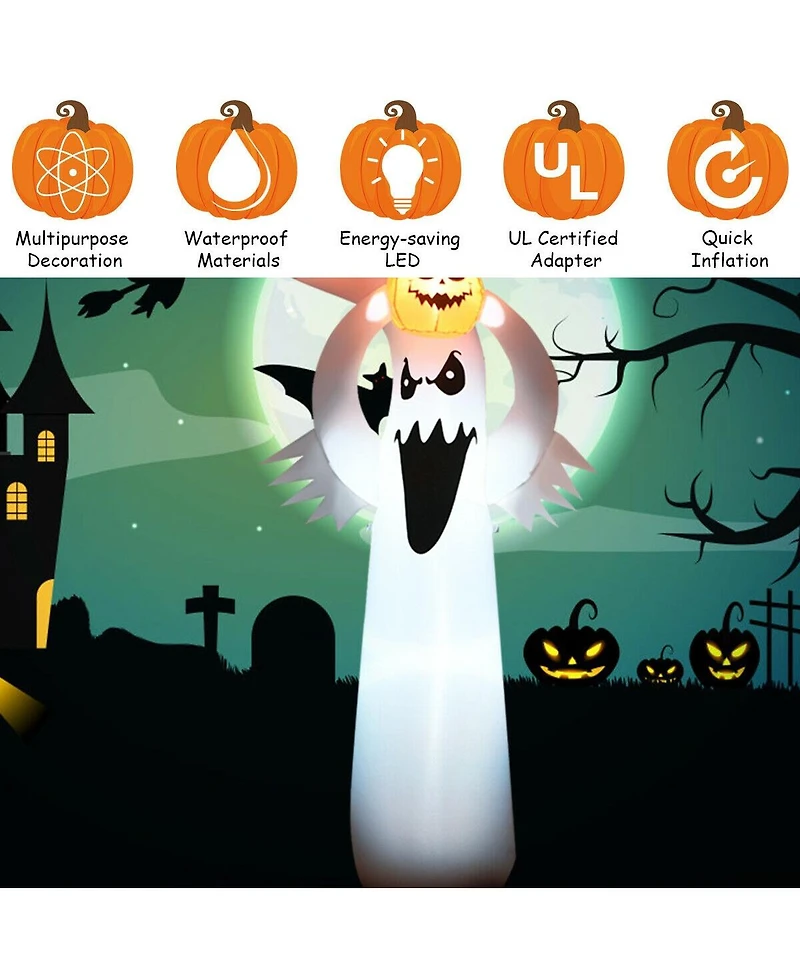 Vebreda 6 Feet Halloween Inflatable Blow Up Ghost with Pumpkin and Led Lights