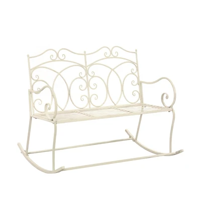 vidaXL Patio Bench 40.9" Iron Antique White
