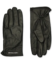 Michael Kors Women's Logo Detail Leather Tech Gloves