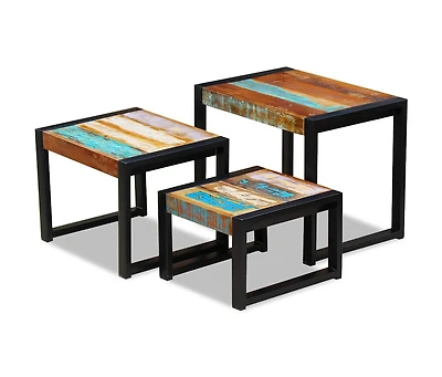 Three Piece Nesting Tables Solid Reclaimed Wood