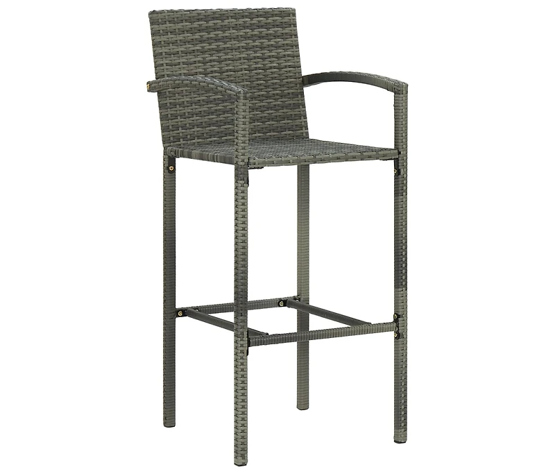 vidaXL Bar Stools 4 pcs Gray Poly Rattan