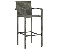 vidaXL Bar Stools 4 pcs Gray Poly Rattan