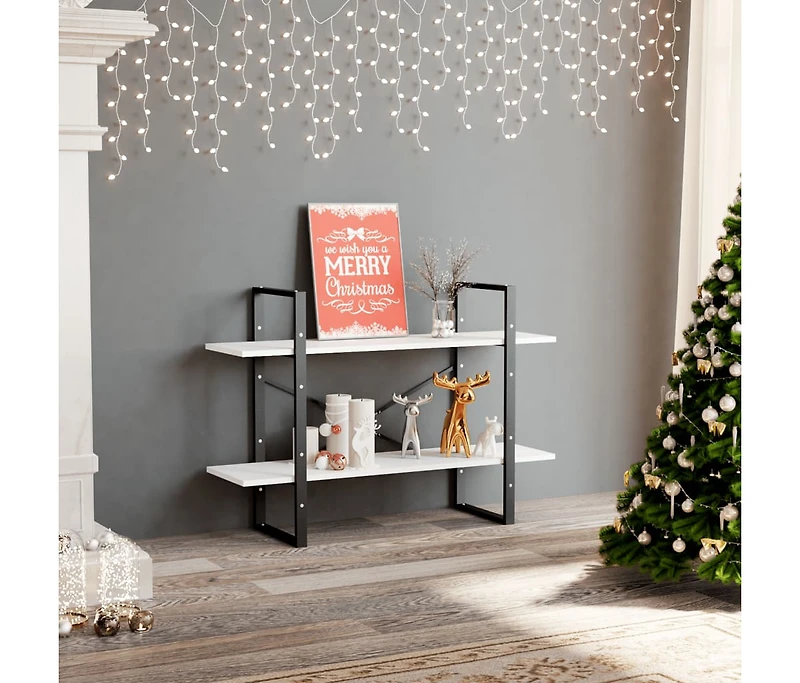 2-Tier Book Cabinet White 39.4"x11.8"x27.6" Engineered Wood