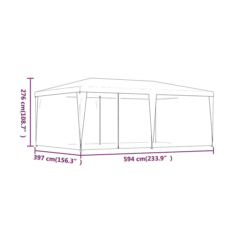 Party Tent with 6 Mesh Sidewalls Red 19.7'x13.1' Hdpe