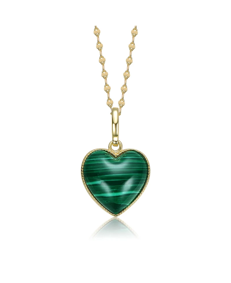 Gorgeous Sterling Silver 14K Gold Plated Green Heart Stone Pendant