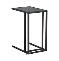 vidaXL Computer Side Table Black Marble 19.7"x13.8"x25.6" Tempered Glass