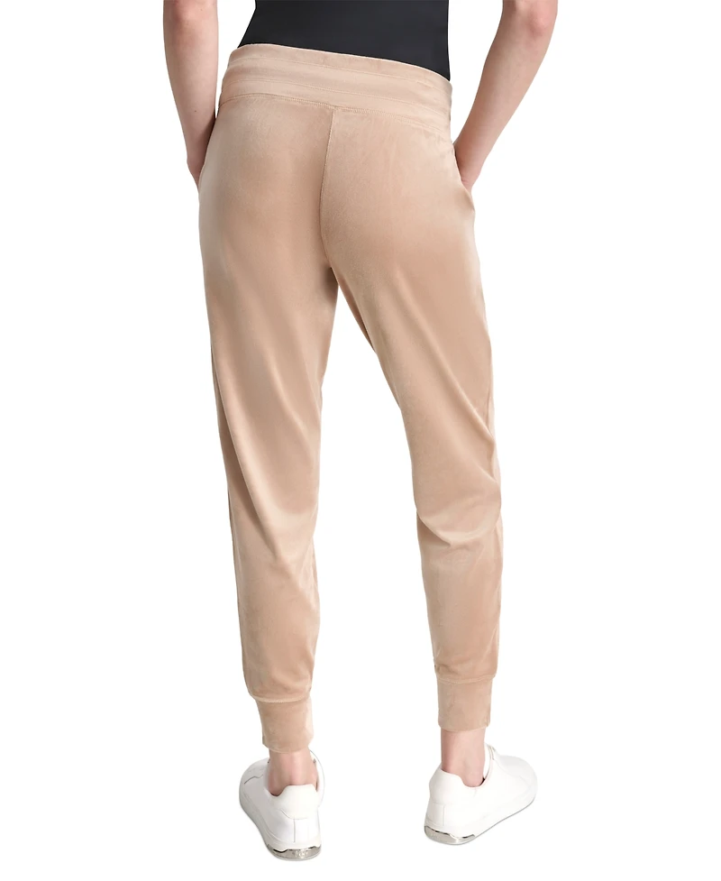 Dkny Women's Platinum Velour Slim-Fit Joggers