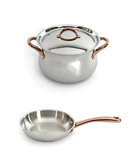 BergHOFF Ouro Gold 3pc 18/10 Stainless Steel Starter Set, Ss Lids , Rose Gold Handles