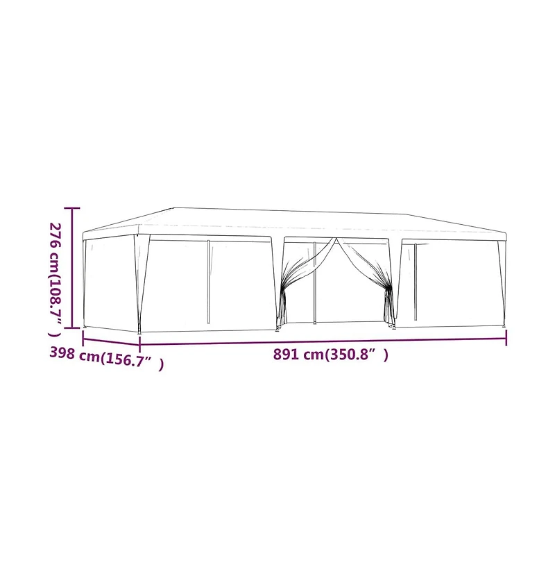 Party Tent with 8 Mesh Sidewalls Blue 29.5'x13.1' Hdpe