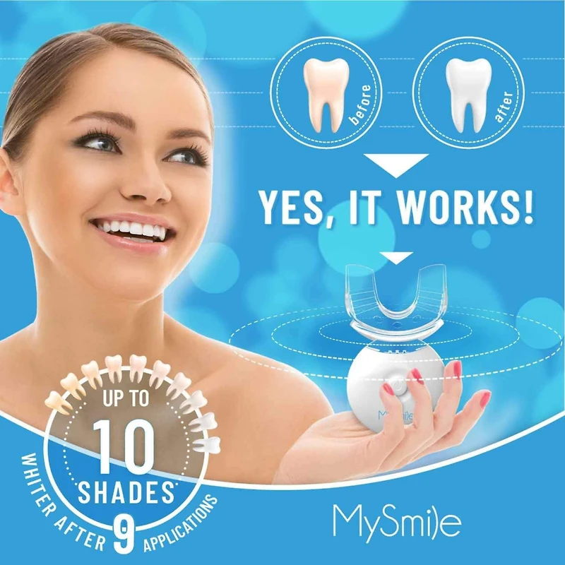 MySmile Teeth Whitening Kit with Led Light, 10 Min Non-Sensitive Fast Teeth Whitener with 3 Carbamide Peroxide Teeth Whitening Gel, Helps to Remove St