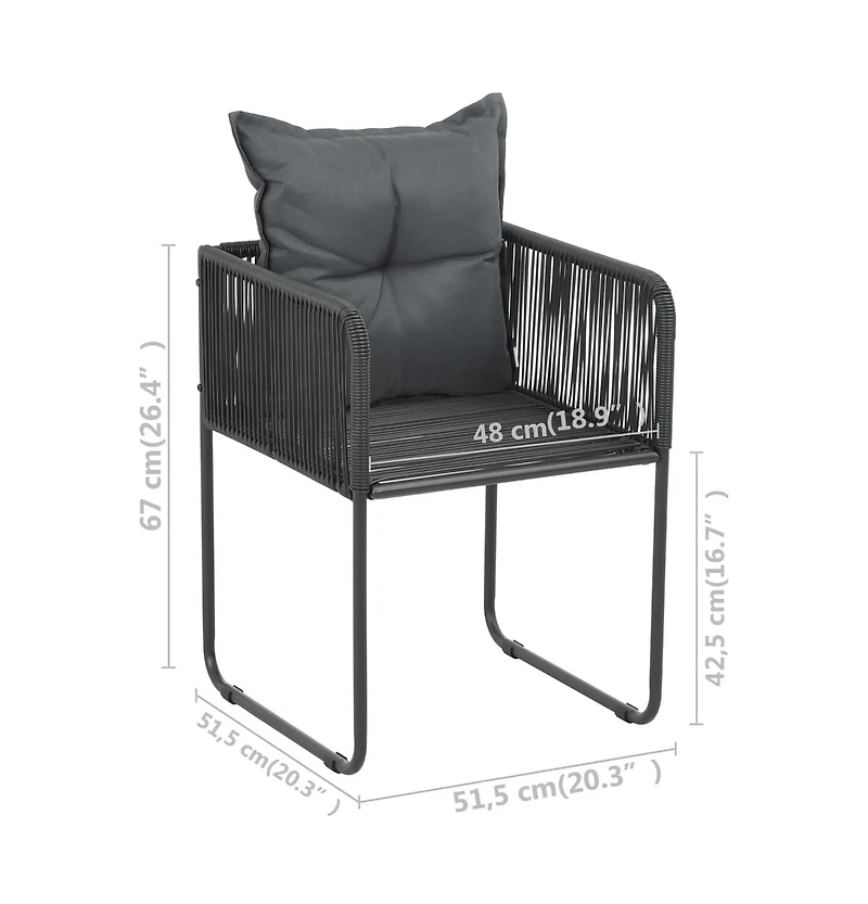 Patio Chairs 6 pcs with Pillows Poly Rattan Black