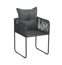 Patio Chairs 6 pcs with Pillows Poly Rattan Black