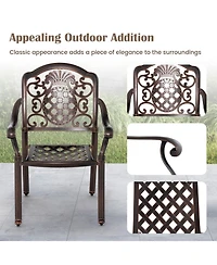 Patio Cast Aluminum Dining Chairs Set of 2 Metal Armchairs Stackable-Copper