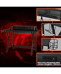 Skonyon All-in-One Professional Gaming Desk with Cup and Headphone Holder