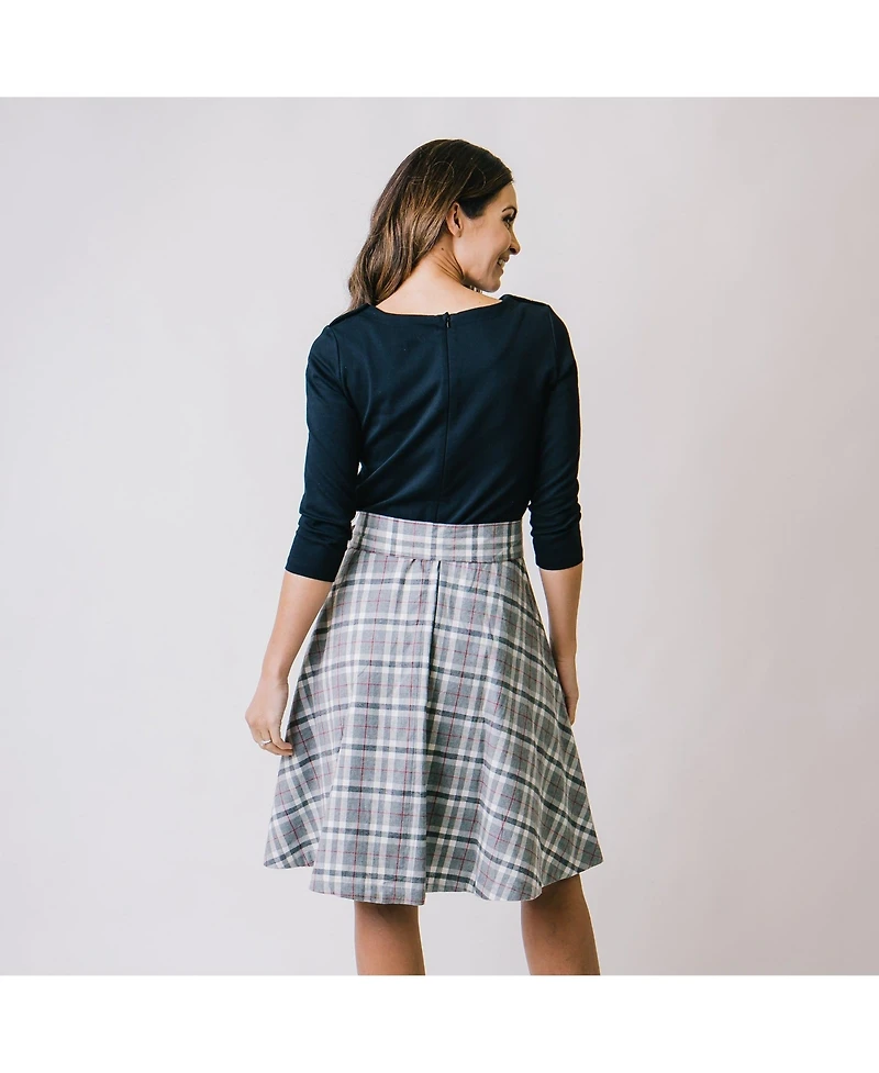 Hope & Henry Women's Long Sleeve Knit Fit and Flare Dress