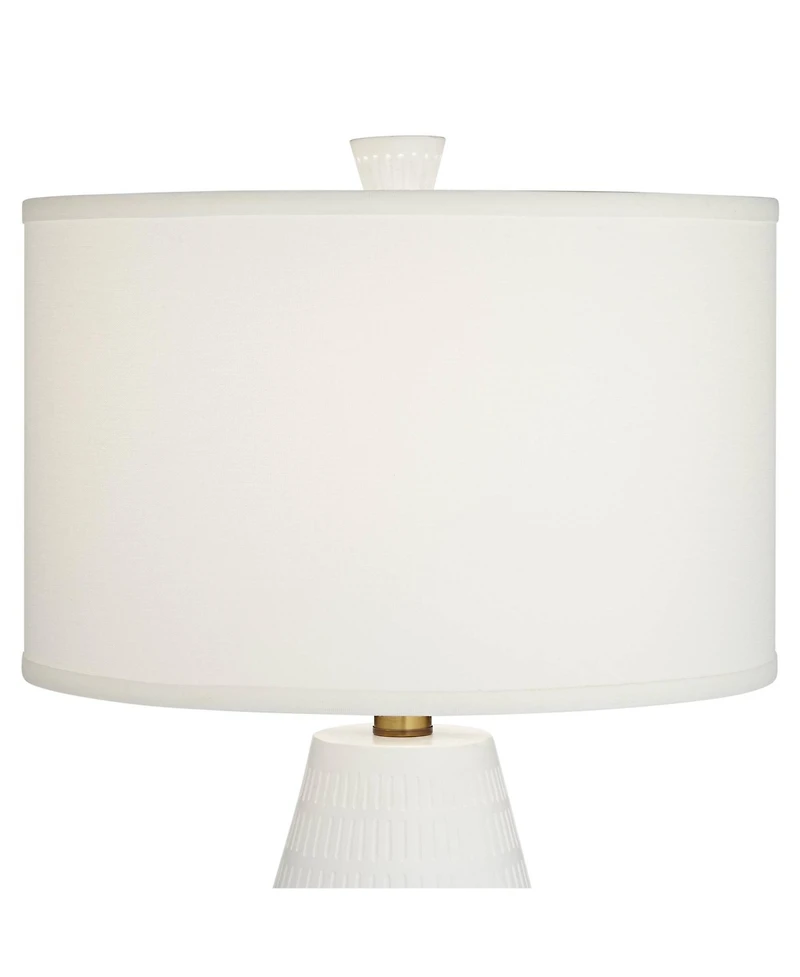 Possini Euro Design Luke 30" Tall Large Geometric Mid Century Modern End Table Lamp White Finish Single Living Room Bedroom