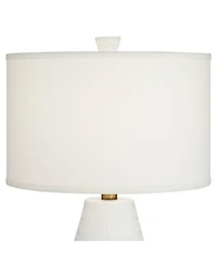 Possini Euro Design Luke 30" Tall Large Geometric Mid Century Modern End Table Lamp White Finish Single Living Room Bedroom