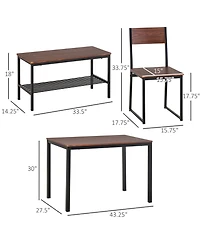 Homcom Wooden Kitchen Table and Chair Furniture with Storage Rack and Sitting Bench