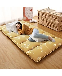 Caromio Futon Mattress Twin Size, Floral Print Floor Mattress Pad Portable Dorm Sleeping Pad, 39"x 80"