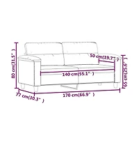 vidaXL 2-Seater Sofa Dark Gray 55.1" Microfiber Fabric