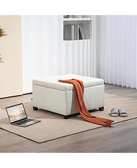 Homcom Fabric Tufted Storage Ottoman with Flip Top for Living Room Bedroom