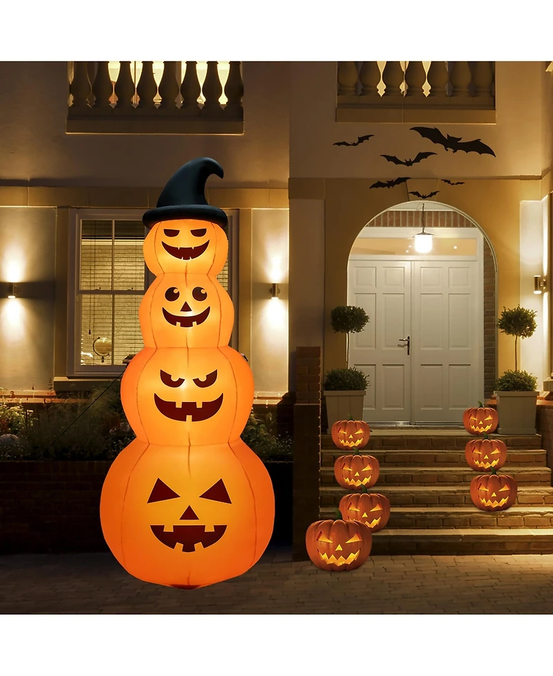 Vebreda 8 Feet Inflatable Halloween Pumpkins Stack with Built-in Led Lights