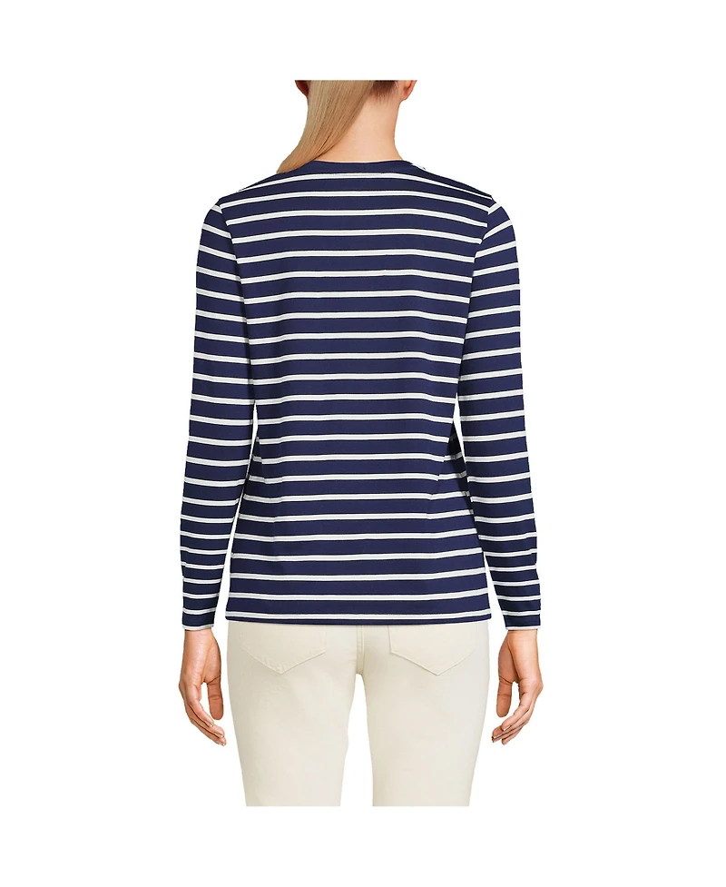 Lands' End Petite Relaxed Supima Cotton Long Sleeve V-Neck T-Shirt