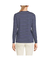 Lands' End Petite Relaxed Supima Cotton Long Sleeve V-Neck T-Shirt