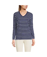 Lands' End Petite Relaxed Supima Cotton Long Sleeve V-Neck T-Shirt