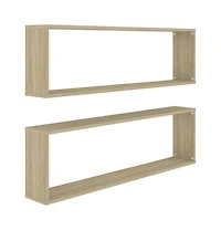 vidaXL Wall Cube Shelves 2 pcs Sonoma Oak 39.4"x5.9"x11.8" Engineered Wood