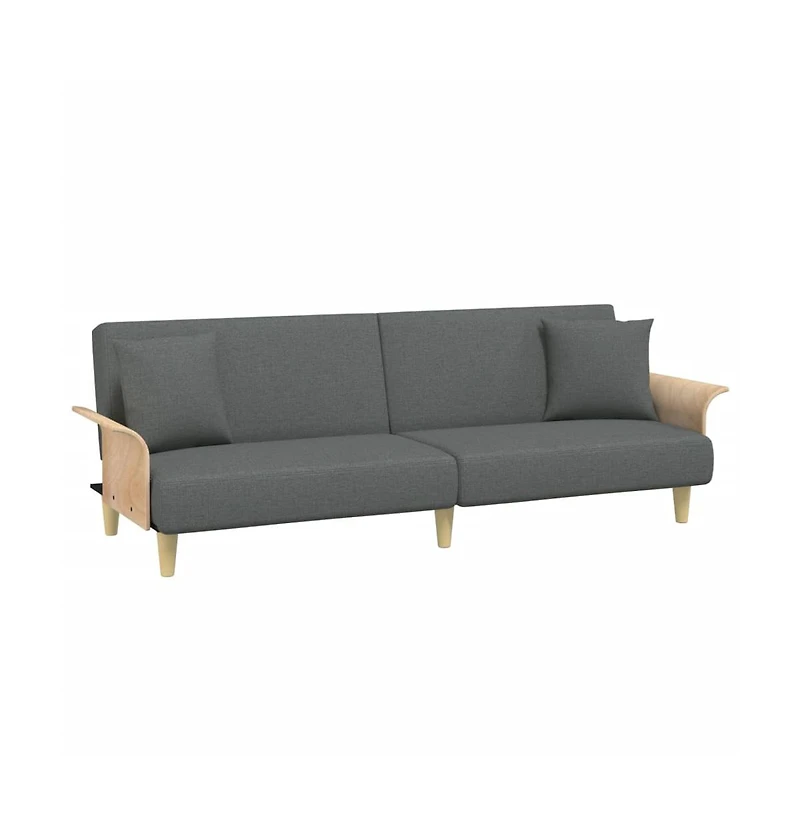 vidaXL Sofa Bed with Armrests Dark Gray Fabric