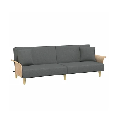 vidaXL Sofa Bed with Armrests Dark Gray Fabric