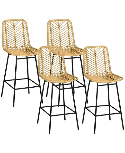 Homcom Modern Rat Bar Stools Set of 4 for Kitchen Seating