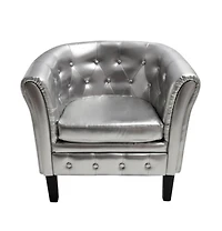 Tub Chair Silver Faux Leather