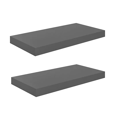 vidaXL Floating Wall Shelves 2 pcs High Gloss Gray 19.7"x9.1"x1.5" Mdf