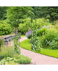 Garden Arch Arbor Trellis Pergola 7.5 ft Metal Archway for Climbing Plants Party