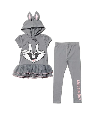 Looney Tunes Girls Buggs Bunny Cosplay T-Shirt Dress and Leggings Outfit Set