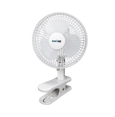 FanFair 6-inch Clip on Fan White