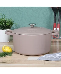 Crock Pot Artisan 7-Quart Round Dutch Oven - Matte Linen White W/ Gold Knob