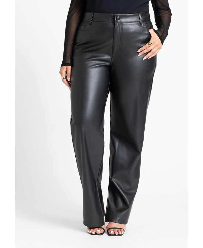 Eloquii Women's Slit Hem Faux Leather Pant