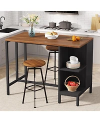 Tribesigns Kitchen Island, Kitchen Shelf Kitchen Bar Table with 5 Open Storage Shelves and Large Worktop, Industrial Butcher Block Island (Stools Not