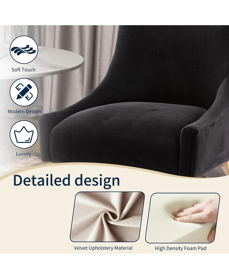 Boyel Living Velvet Dining Chair with Pulling Handle and Adjustable Foot Nails(Set of 2)