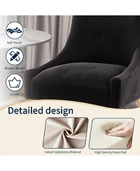 Boyel Living Velvet Dining Chair with Pulling Handle and Adjustable Foot Nails(Set of 2)
