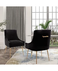 Boyel Living Velvet Dining Chair with Pulling Handle and Adjustable Foot Nails(Set of 2)