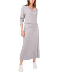 Vince Camuto Womens V Neck Long Sleeve Sweater Maxi Skirt